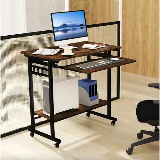 Компьютерный стол Costway Otto с выдвижной подставкой для клавиатуры - фото 6