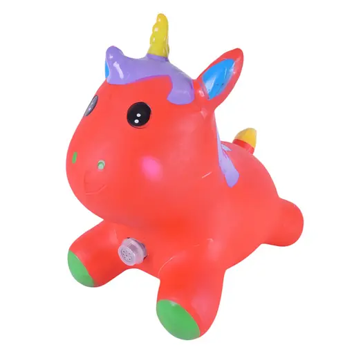 Дитяча іграшка-стрибун "Єдиноріг" Bambi RB2520 музика, світло Червоний - фото 1