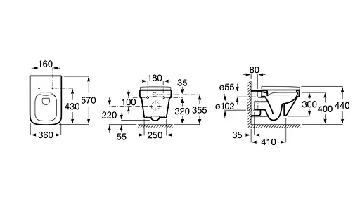 Унитаз подвесной Roca Dama-N Rimless с сидением Soft Close A34678L000, Белый - фото 2