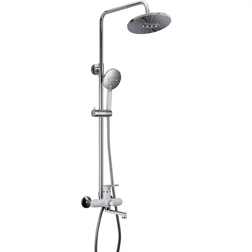 Душова система Frap F2449, поворотний вилив - перемикач на лійку, 3 режими, білий/хром - фото 1