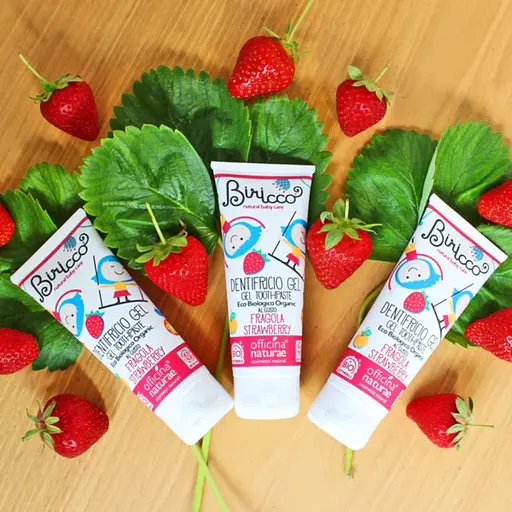 Детская органическая зубная паста Officina Naturae с клубничным вкусом 75 м - фото 4