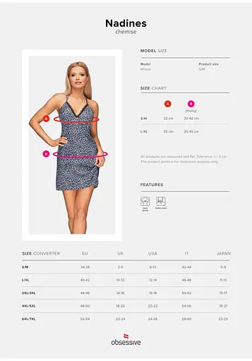 Сорочка Obsessive Nadines L/XL (блакитний) - фото 7