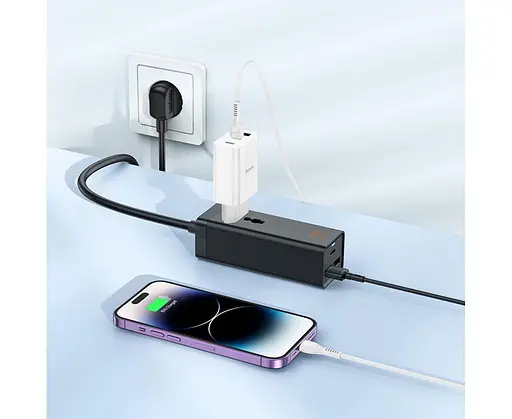 Зарядний пристрій подовжувач Hoco AC9A 3 порти 30 W 1 розетка 1.5 метра - фото 4