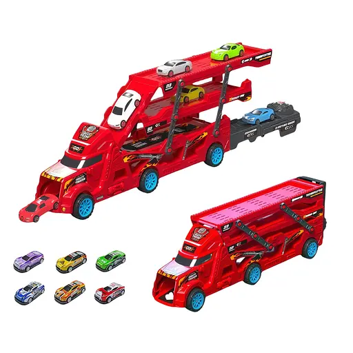 Трейлер, 107-7-10, 35,5 см, с машинками, 3 шт. (В ассортименте)