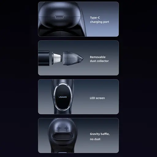 Портативний пилосос Usams US-ZB259 YAJ Series 4300Pa 4000mAh Black - фото 8