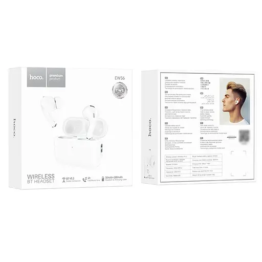 Навушники бездротові Hoco TWS EW56 вакуумні білий - фото 8