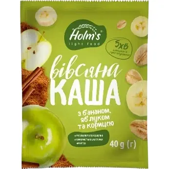 Каша овсяная  Holm's light food с бананом, яблоком и корицей 40 г