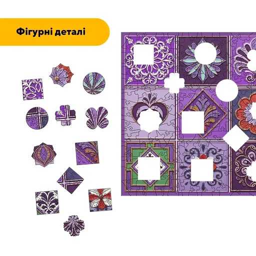 Деревянный фигурный пазл Плитка Фиалковая, А1, Картонная коробка 500+ элементов - фото 3