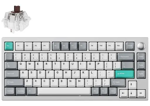 Клавиатура Lemokey P1 Pro Keychron Super Brown Wireless EN/UKR RGB Space Silver (P1P-X3-UA) - фото 1