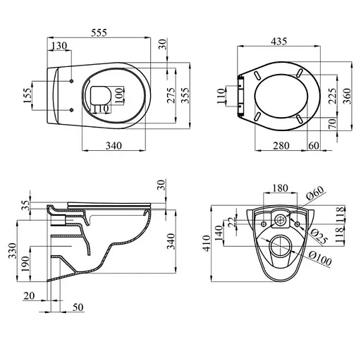 Унитаз подвесной безободковый Kroner KRP-A534UF Rimless 410х355х555 мм, сиденье Slim Duroplast/Soft-close/Quick relase (CV031644) - фото 11