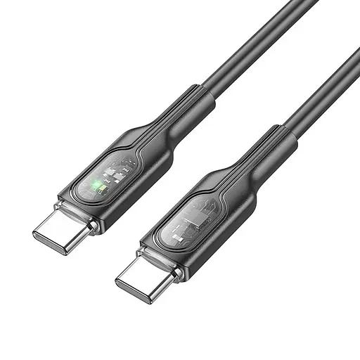 Кабель Hoco U120 Transparent explore 60W intelligent power-off charging data cable C to C Чорний - фото 3
