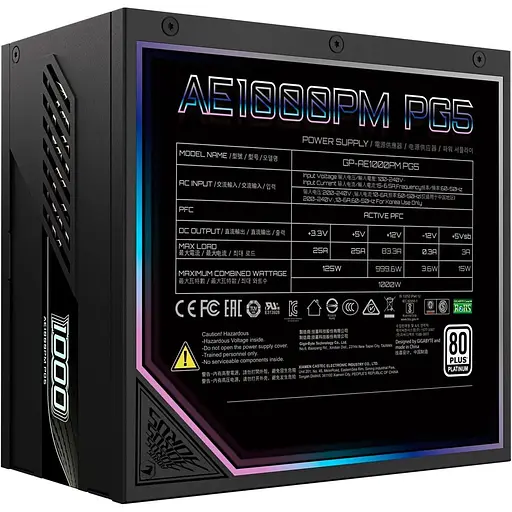 Блок живлення Gigabyte GP-AE1000PM PG5 1000W 80+ Platinum (GP-AE1000PM PG5) - фото 5