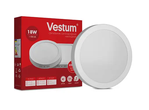 Круглий світлодіодний світильник Vestum накладний 18W 4000K 220V 1-VS-5303 - фото 2