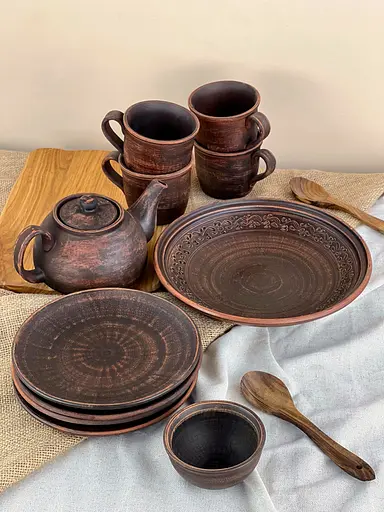 Столовый сервиз керамической (глиняной) посуды на 4 человек Гладкий