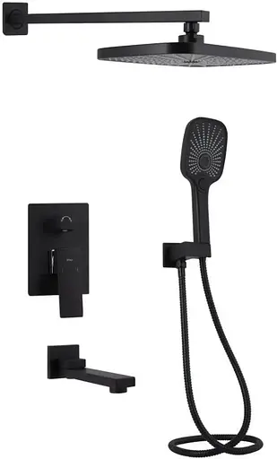 Душова система універсальна Qtap Gemini Black Matt прихованого монтажу QTGEM114BLM45703 - фото 1