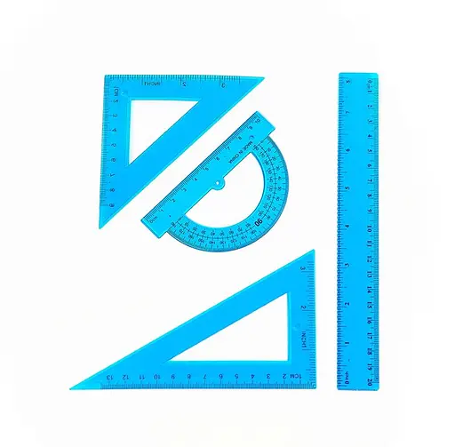 Набір лінійок 4 шт (лінійка 30 см, 2 трикутники, транспортир)пластик (В асортименті)