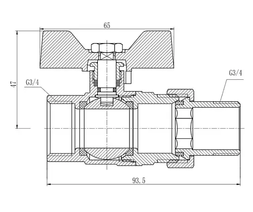 Кран шаровой Thermo Alliance "Американка" Forte 3/4" ВН прямая, бабочка SF220W20 - фото 4