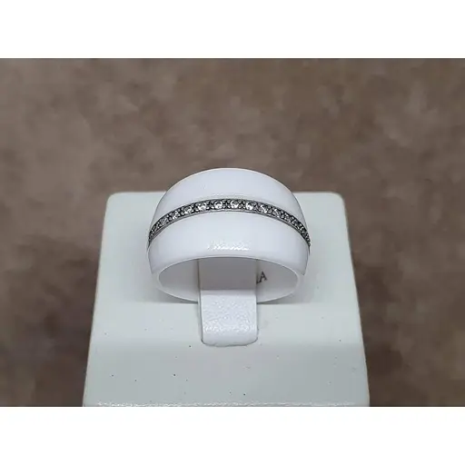 Серебряное кольцо Aurora с керамикой и фианитами. С1107Б 17,5 - фото 4