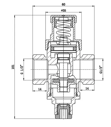 Редуктор тиску посилений Thermo Alliance Standart 1/2" ВВ, нікель PN16 SF241W15 - фото 2