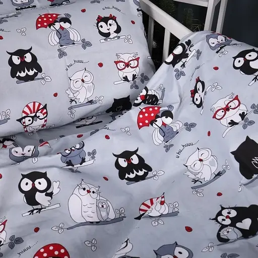 Наволочка MirSon Бязь Kids Time 17-0672 Silver Owlets сіра 40х40 см (2200010184198) - фото 3