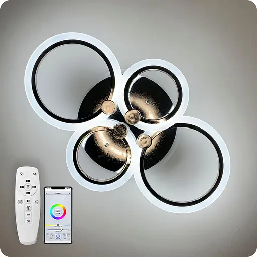 Люстра світлодіодна 517 Dlight 3color з пультом 80Вт Хром (01530) - фото 1