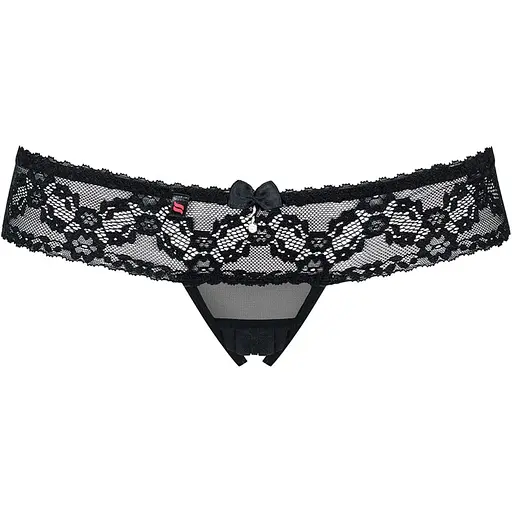 Кружевные танги с доступом Obsessive 837-THC-1 L/XL, черные