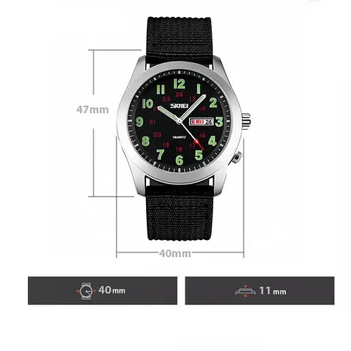 Чоловічий наручний класичний годинник Skmei 9112 (Чорний) - фото 4
