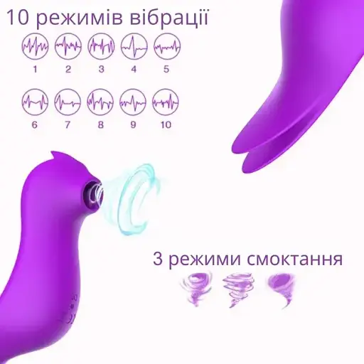 Стимулятор клітора I’MCUM SeaLion Вакуумно-вібраційний Фіолетовий (IM-KXY287) - фото 3