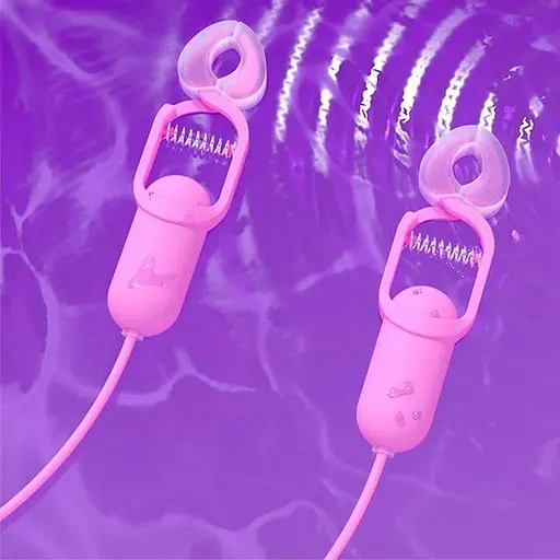 Виброзажимы для сосков GALAKUin 10 режимов вибрации силикон унисекс USB зарядка розовый - фото 2