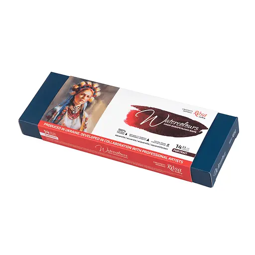 Набір акварельних фарб PORTRAIT металевий пенал Індіго 14кол. х 2.5 мл кювета Rosa Gallery - фото 1