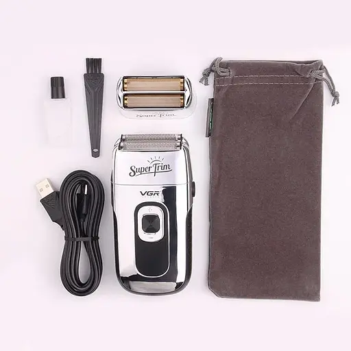 Профессиональный шейвер бритва VGR V-332 Super Trim двойное лезвие триммер LED дисплей 8 Вт Серебряный - фото 4
