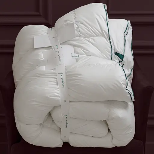 Одеяло пуховое MirSon Imperial Delight, летнее, 215х155 см, белое с зеленым кантом - фото 9