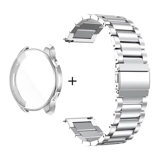 Комплект Tamister для годинника Amazfit GTR4 сріблястий (чохол + ремінець Rolex design 22 мм) - фото 2