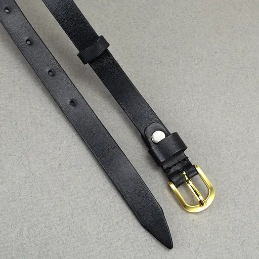 Ремень кожаный женский узкий черный HC-1562 (115 см) - фото 4