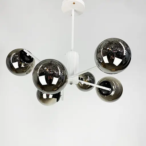 Потолочная люстра на 6 плафонов в белом корпусе Line.F 2005/6 WH+BK - фото 1