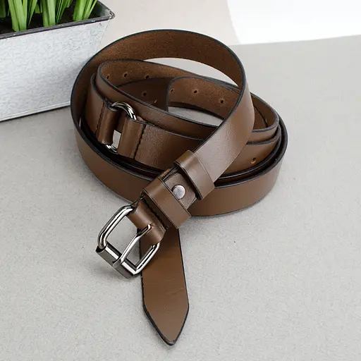 Ремінь жіночий шкіряний у два обороти SF-2501 світло-коричневий (180-230 см) - фото 2