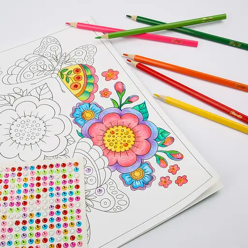 Розмальовка А4 1Вересня Квіти зі стразами 12 стор. (743371) - фото 4