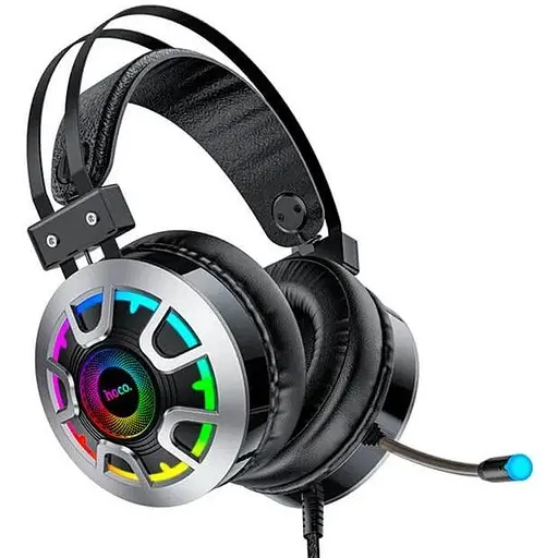 Дротова ігрова гарнітура Hoco Gaming LED headphones Hi-Res ESD05, USB, 2x3.5mm, 2m, black