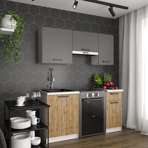 Кухня модульная MebelStar Nika 1,6 м Антрацит/Дуб тахо (MBS-1455)