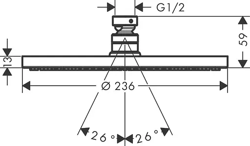 Верхний душ Hansgrohe Raindance S 240 Showerpipe PowderRain 1jet Matt Black 27623670, Черный матовый - фото 3