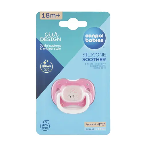 Силиконовая симметричная пустышка Canpol babies Bunny & Company Кролик 18+ мес. розовый (23/270_pin) - фото 2