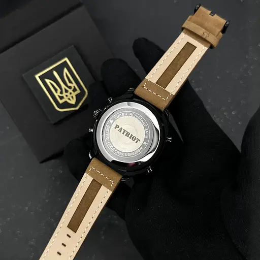 Наручний годинник чоловічий 017BKBR Тризуб золото Black-Brown Patriot acs0030989 - фото 5