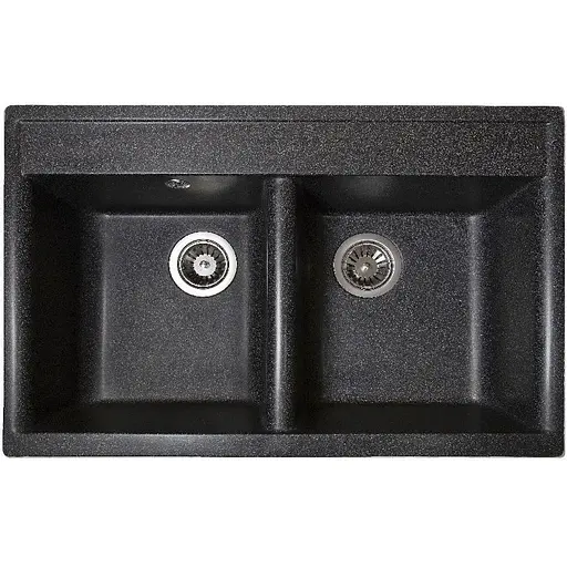 Гранітна кухонна мийка Romzha Valuri 78-2D Grafit (201) з двома чашами - фото 1