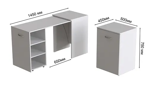 Стіл-тумба трансформер Смарт 1/1 Ferrum-decor 750x1450x500 ДСП Біле 16 мм (FRD-105067) - фото 6