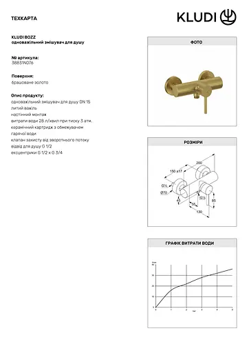 Змішувач для душу Kludi Bozz 38831N076 - фото 2