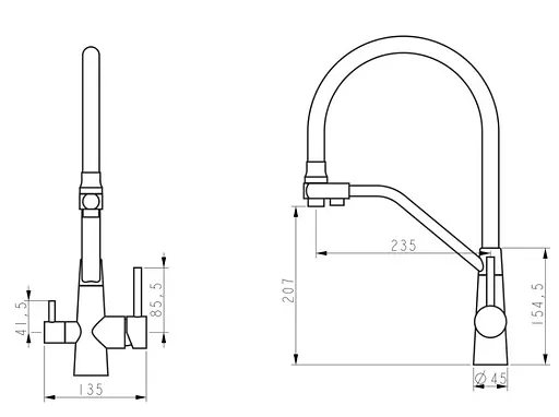 Змішувач для кухні Lidz Aria 020F3 з гнучким виливом з підключенням для питної води LDARI020F3BNK37647 - фото 8