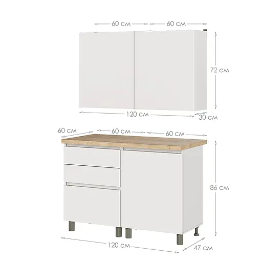 Кухня модульная MebelStar Нео 1,2 м Аляска белый (MBS-1801) - фото 6
