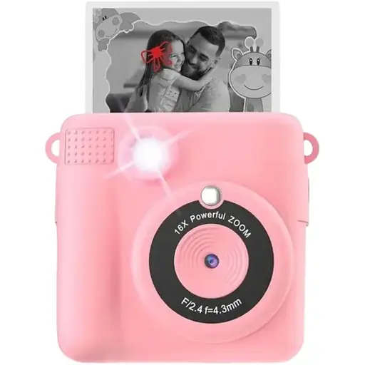 Детская камера с принтером розовая