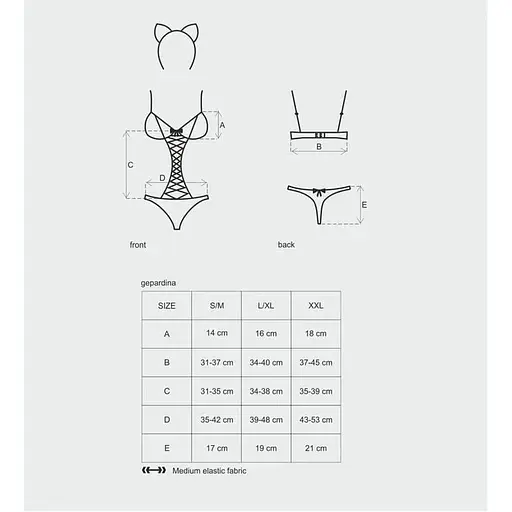 Еротичний костюм гепарду Obsessive Gepardina 3 pcs costume чорний S/M - фото 7