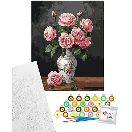 Картина за номерами Art Craft Трояндовий букет 40х50 см (13164-AC) - фото 1